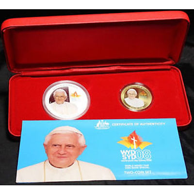 Australia 2008 Two Coin Set Pope Benedict