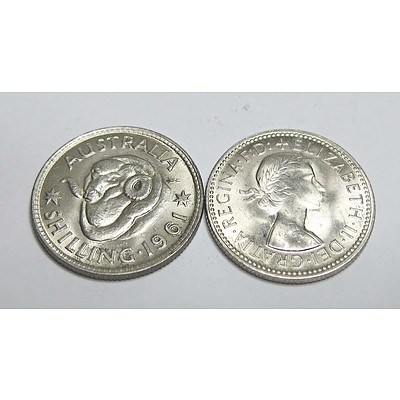 Australia Silver Shillings 1961 Uncirculated