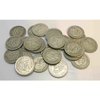 Australia Silver Shillings 1946-1953 (X25)