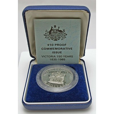 Australia Sterling Silver Proof $10 1985 Victoria