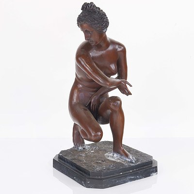 Cast Bronze Statue of a Woman Kneeling