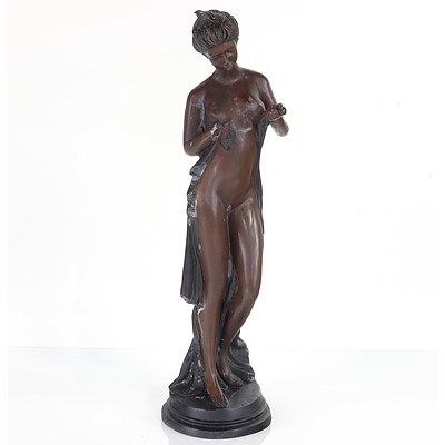 Cast Bronze Classical Style Statue of a Woman with Cloak