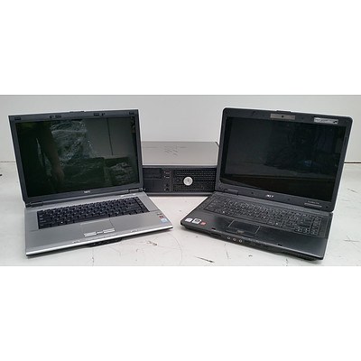 Assorted Dual-Core Desktop and Laptops - Lot of Three