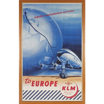 Modern KLM Royal Dutch Airlines Framed Advertisement Poster