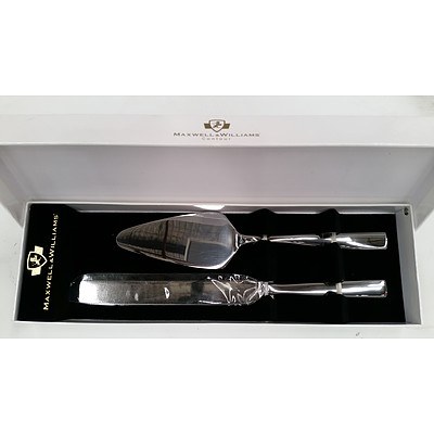 Maxwell Williams Contour Two Piece Cake Serving Set - Lot of Two - New