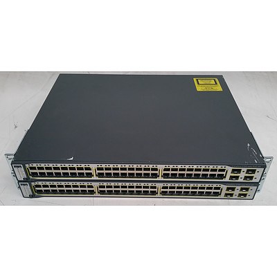 Cisco Catalyst (WS-C3750-48PS-S) 3750 Series PoE-48 48-Port Managed Ethernet Switch - Lot of Two