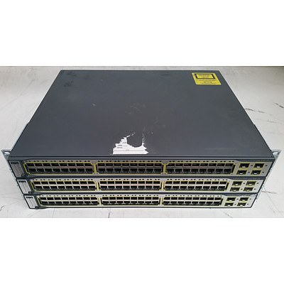 Cisco Catalyst 3750 Series PoE-48 Ethernet Switches - Lot of Three