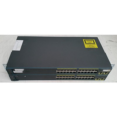 Cisco Catalyst (WS-C2960-24TT-L V03) 2960 Series 24-Port Managed Switch - Lot of Two