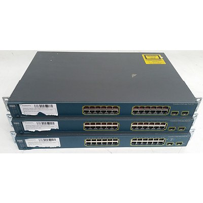 Cisco (WS-C3560-24PS-S) Catalyst 3560 Series PoE-24 24-Port Fast Ethernet Switches - Lot of Three
