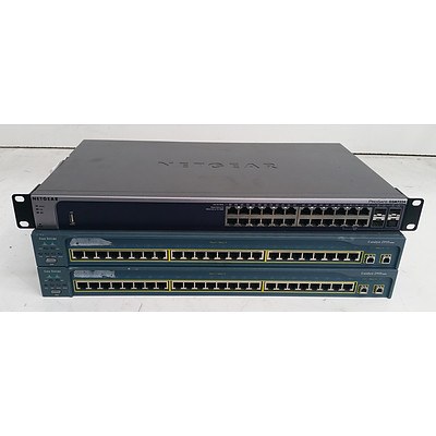 Cisco Catalyst 2950 Series & Netgear ProSafe Ethernet Switches - Lot of Three