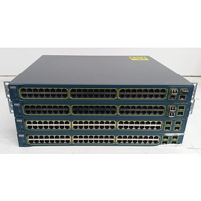 Cisco Catalyst 3560G Series 48-Port Gigabit Ethernet Switches - Lot of Four