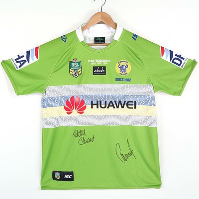 Canberra Raiders Jersey Signed by Ricky Stuart and Terry Campese