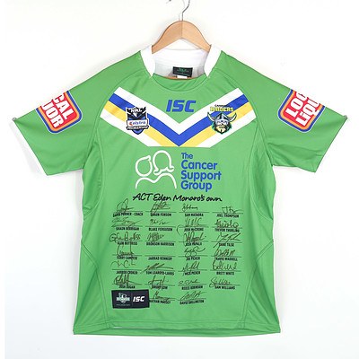 Canberra Raiders Jersey with Twenty Five Signatures, Including Terry Campese, Jarrod Croker, Josh Papalii and More 
