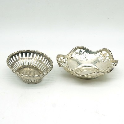 Sterling Silver Dish Birmingham, Levi & Salaman, 1909 and Another 800 Silver Dish