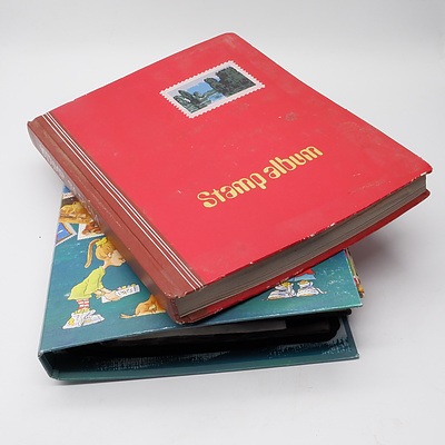 Four Stamp Albums with Various Australian and International Stamps, Australian First Day Covers, and Australia Post Stamp Sets