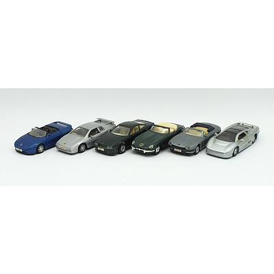 6 M.C. Toy Cars Including; Jaguar E-Type, Lotus Esprit, Lotus Elan, Aston Martin Virage, Jaguar XJS V12 and Jaguar XJ220