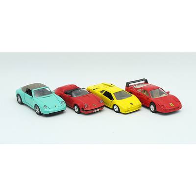 4 Model Cars Including; Lamborghini Diablo, Porsche 911 Speedster, Porsche 911 Carrera and Ferrari F40