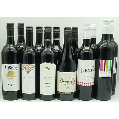 Case of 12x 750ml Mixed Red Wine, Including McKelvey Estate, La Ripetta, Dragonfly and More