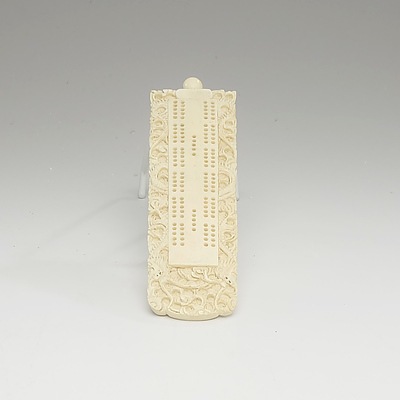 Chinese Export Carved Ivory Cribbage Board Circa 1900
