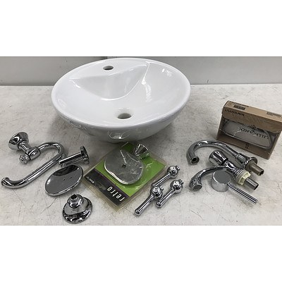 Bench Top Ceramic Basin with Bathroom Fittings
