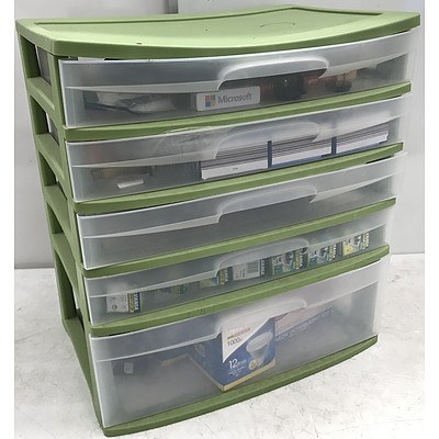 Sterilite Drawer Unit with Electronic Items
