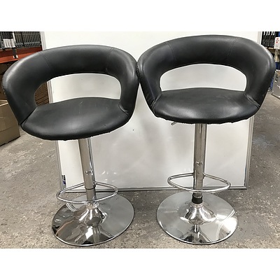 Pair Of Faux Leather Bar Stools