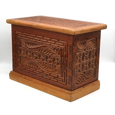 African Hand Carved Teak Tea Box