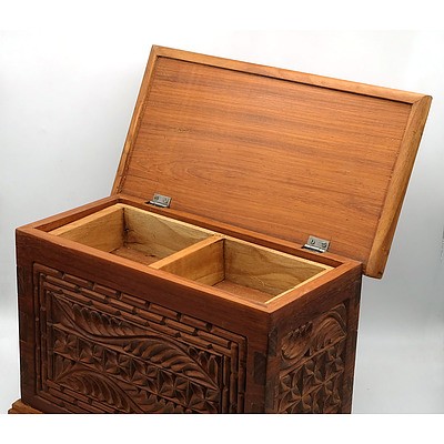 African Hand Carved Teak Tea Box