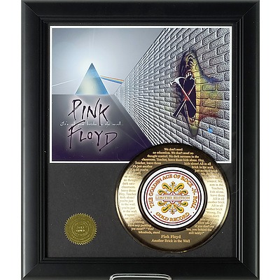 Pink Floyd Another Brick in the Wall 24kt Gold Plated Record with Laser Engraved Lyrics, Limited Edition 219/500