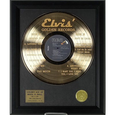 Elvis Presley 'Elvis' Golden Records' 24kt Gold Plated Record with Laser Engraved Songs, Limited Edition 214/500