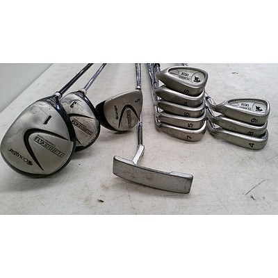 Set of TurboCat Golf Clubs, TurboCat Carrying Case, Golf Balls and Tees