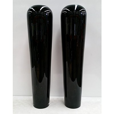 Two Very Large Glass Vases (Dark Purple/Black)
