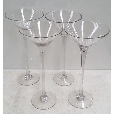 Four Large Martini Glasses