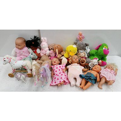 Assortment of Children's Soft Toys, Babies and Horses