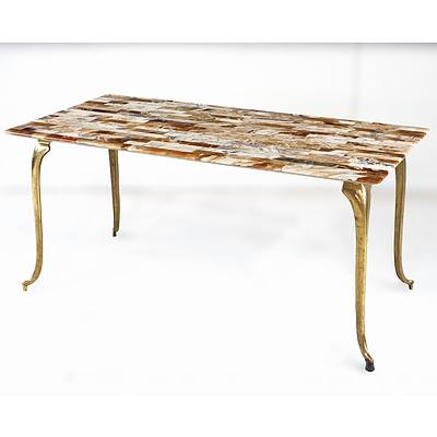 Fabulous Retro Onyx And Brass Coffee Table