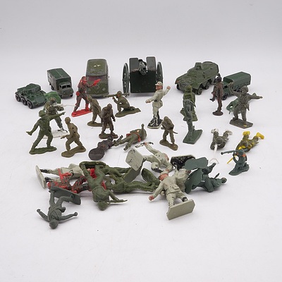 Large Group of Assorted Vintage Military Toys and Vehicles, Corgi, Dinky and Lesney