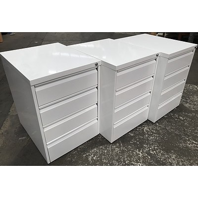 Three White Contemporary Mobile Drawers