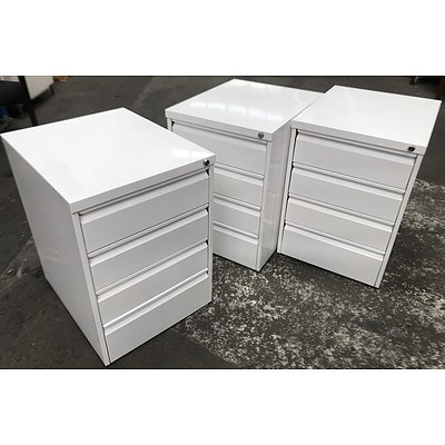 Three White Contemporary Mobile Drawers