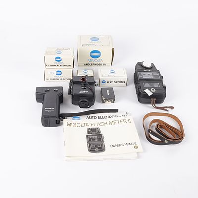 Collection of Minolta Flash Units and Other Accessories
