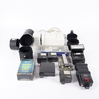Collection Assorted Flash Units, Lens Cases and other Accessories