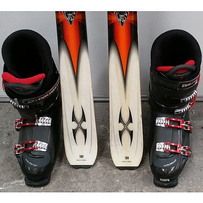 Pair of Rossignol Bandit Skis and Dalbello Size 13 Ski Boots