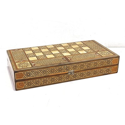 Persian Sadeli Work Inlaid Backgammon Set