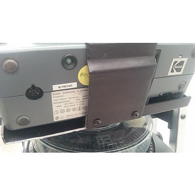 3x Kodak Carousel S-AV 2050 Slides Projector + Shelf fits 3 projectors