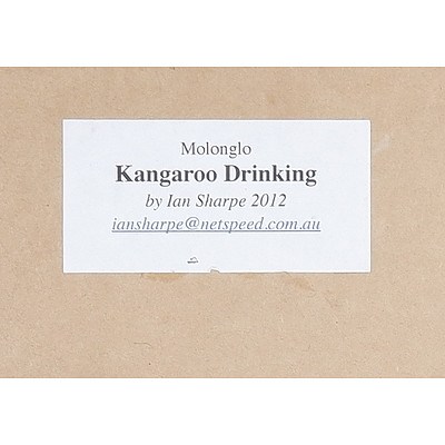 Ian Sharpe (1949-) Molonglo Kangaroo Drinking 2012, Oil on Board