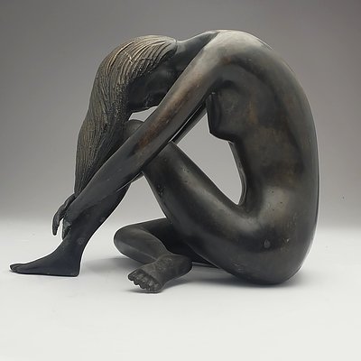 Modern Cast Bronze Female Nude Sculpture