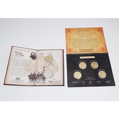 100 Years of Australian Coinage 2010 Four Coin Uncirculated Set and 150th Anniversary of the Burke & Wills Expedition 2010 Two Coin Uncirculated Year Set