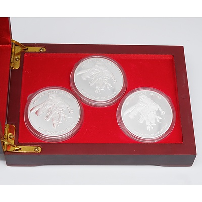 The Dinosaur Collection One Troy Ounce Three Coin Set - 999 Fine Silver