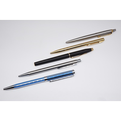 Five Pens Including Sheaffer, Cross and Parker