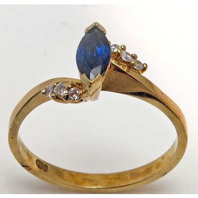 Sapphire & Diamond Ring. 9Ct Gold