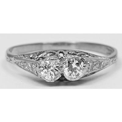 Vintage Two Stone Diamond Ring. 18Ct Gold & Platinum